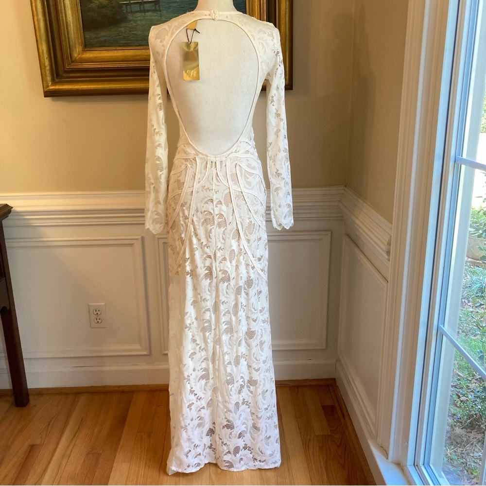 H&M Cream Lace Open Back Long Sleeve Maxi Dress NWT - Picture 10 of 15